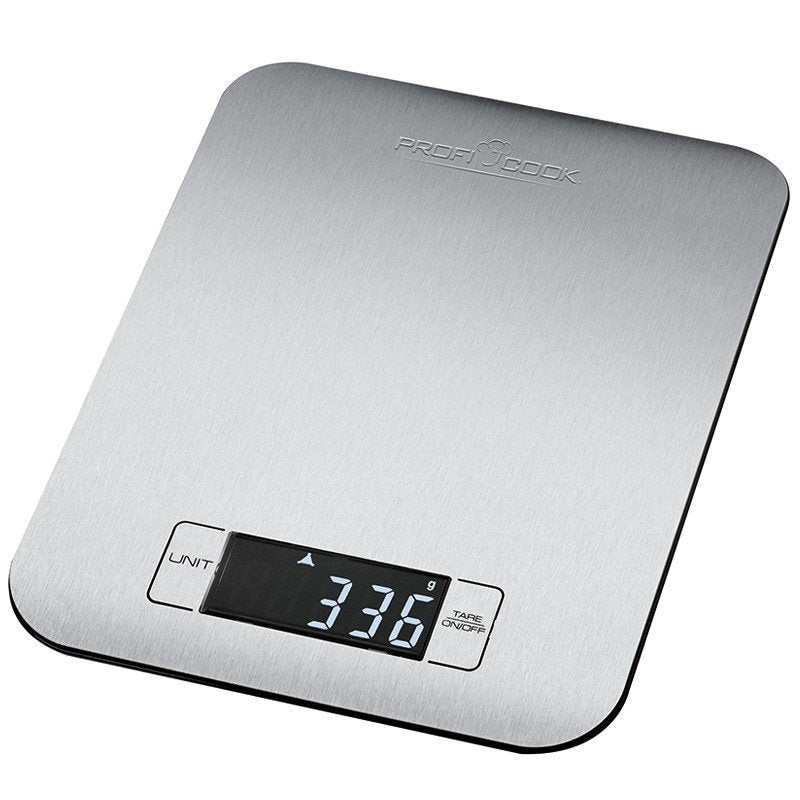 Proficook KW 1061 Scale Kitchen Digital Extraplana, Steel Inox., Precisión 1GR, Up To 5KG, Función Tara, Silve