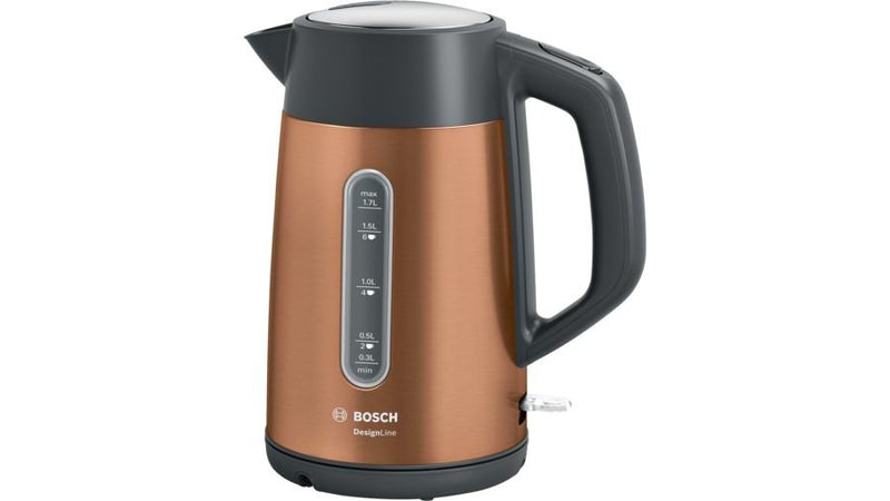 Bosch Kettle Water TWK4P439, Eléctrico, Power 2400W, Capacity 1,7 L, Steel Inoxidable, Cobre