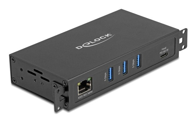 3 Port USB 5Gbps Hub + RJ45 Gigabit LAN PoE + Port With USB Type-c™ Host-conexión Im Housing Metálica And 1,5
