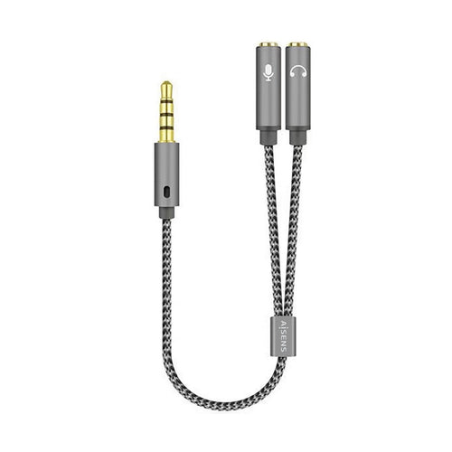 Aisens Cable Adapter Audio Jack 3.5 4 Pines/M-2XJACK 3.5 3 Pines/H - 25CM - Grey — image 1