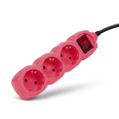Entac Power Strip 3 Sockets With Switch Cable 1,5M, Pink — image 1