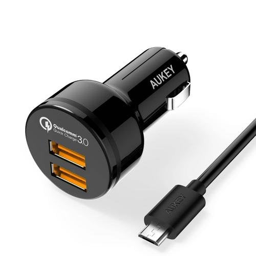 Aukey CC-T8 Car Charger Ultrarrápido 2x USB Quick Charge 3.0 6A 36W
