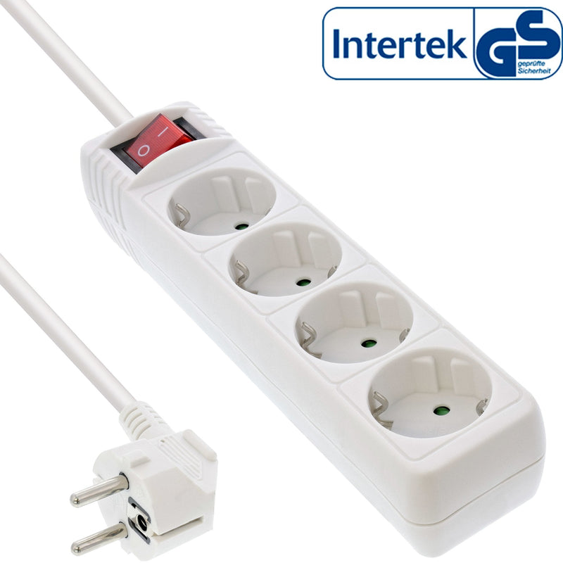 Inline Power Strip Type F 4 Ports With Switch + Seguro Children White 3M