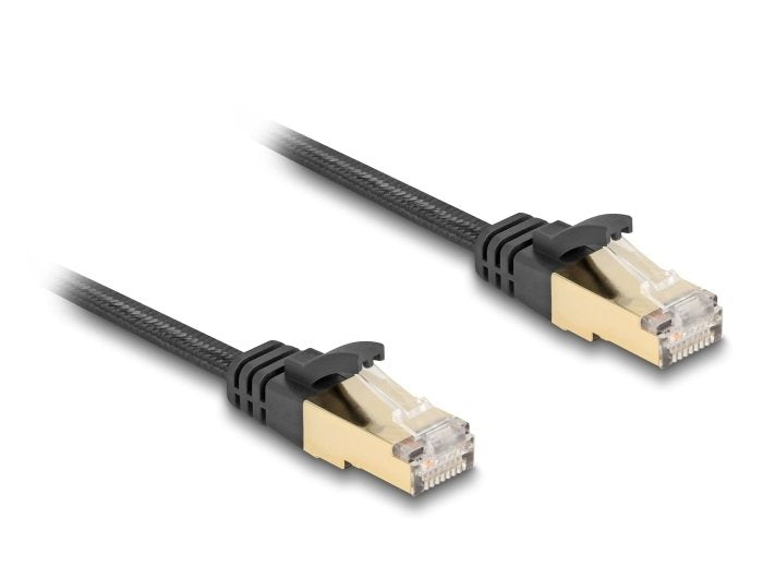 Delock RJ45 Network Cable Plano Trenzado CAT.6A S/FTP Male 1M Negro