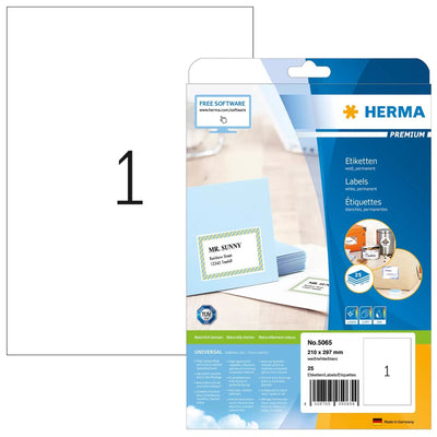 Herma Labels 210X297 25 Sheets Din A4 25 Pcs. 5065 Labels — image 1