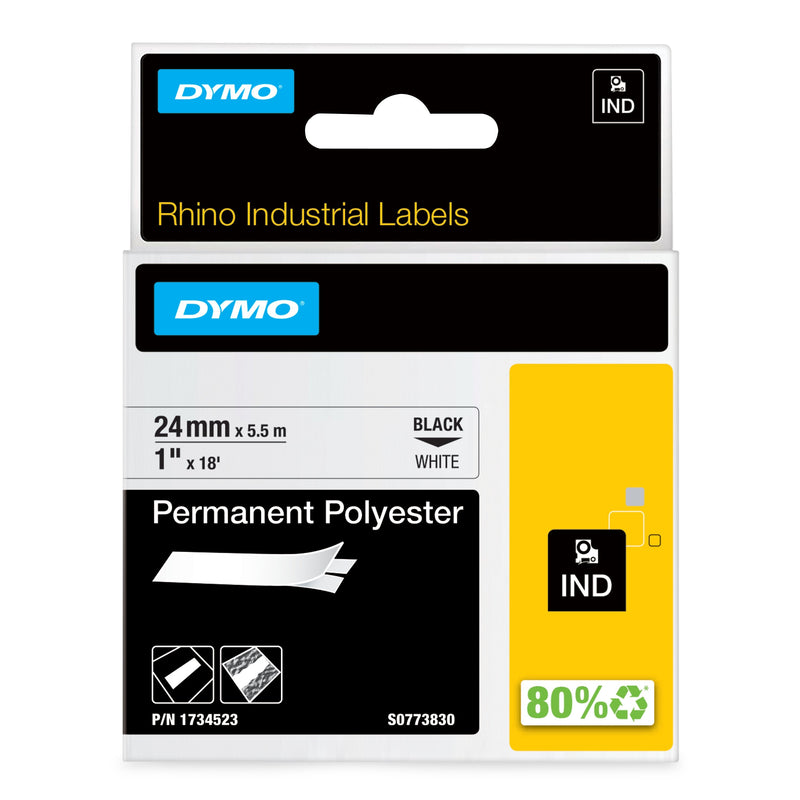 Dymo Rhino Band Polyes. 24MMX5.5M Negro-blanco