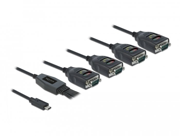 Delock Adapter USB Type-c™ a 4 X Serie RS-232 DB9 With 15 Kv Esd Protection