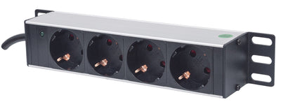 Intellinet Power Strip Rack, Básico, 1U, Horizontal/Vertical, Grey 4 Salidas Ac, Type F 1.8MT — image 1