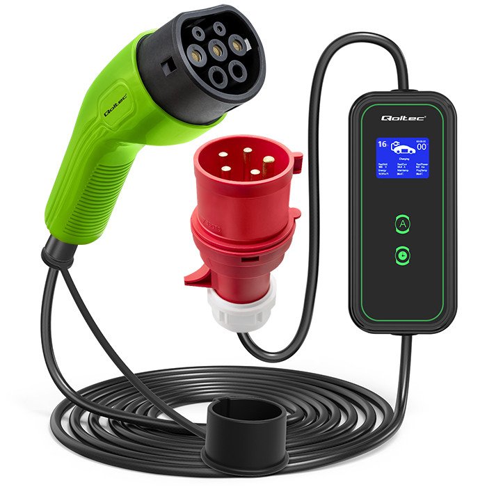 Mobile Phone Charger Car Eléctrico Ev With Ajuste 2W1 TYP2 11KW Cee 5 Pin LCD 3 Fazy Przeno?na Wallbox 5M