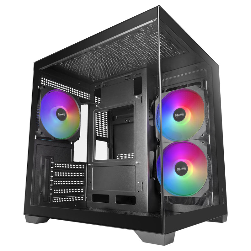 Mars Gaming PC Case microATX MC-VIEW3 GPU Max. 330MM Glass Tempered Panoramico ARGB USB-C Black