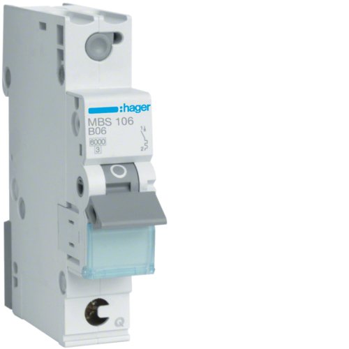 Hager Switch Magnetotérmico MBS106 1POLOS 6KA B-6A Quickconnect 1M