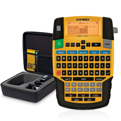 Dymo Rhino 4200 Printer Labels Thermal Black Yellow Lcd, Qwertz, 1,9CM, Code 128 (a/B/C),code 39 — image 1