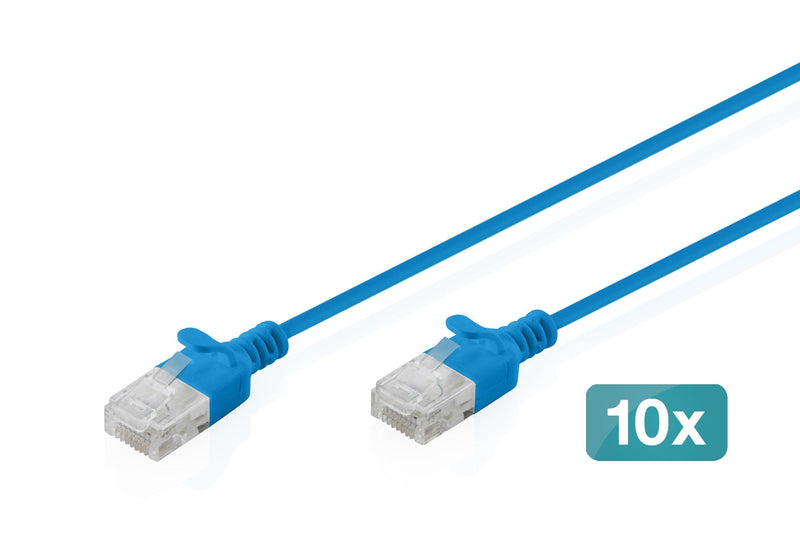 CAT.6 U-UTP Slim Network Cable, 0,3M, Blue 10 Pcs