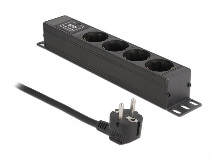 Delock Power Strip 4 Sockets With Protection Sobrevoltaje 1 He Black