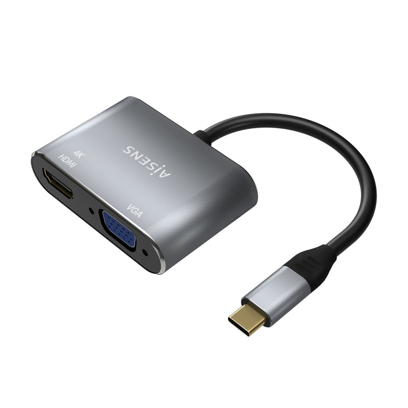 Aisens Converter USB-C a VGA/HDMI 4K - USB-C/M-VGA/H-hdmi/H - 15CM - Grey