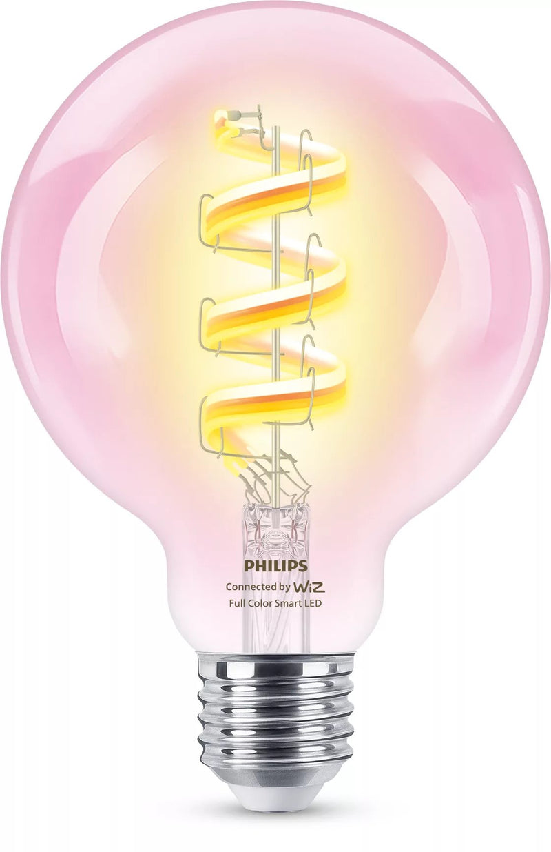 Philips Bombilla Wiz Smart Wi-Fi Filament Clear G95 E27 6.3W 470LM RGB