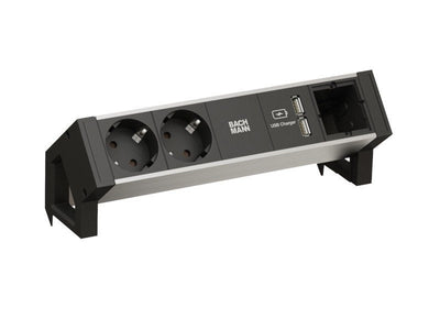 Bachmann Power Strip Desk 2 Base Múltiple 0,2M 2 Salidas AC Indoor Black Grey — image 1