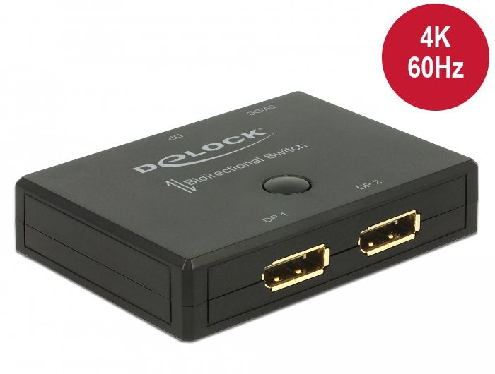 Delock DisplayPort 2 - 1 Conmutador Bidireccional 4K 60 Hz, Conmutador DisplayPort 18750