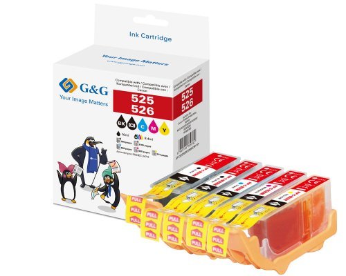 G&g Druckerpatronen 5ER Set Canon PGI-525BK + CLI-526