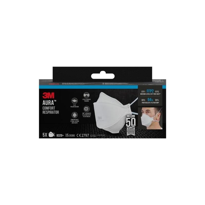 3M Aura Pack 5 Mascarillas Particulas FFP2 - Desechable - Without Valve - Niveles Medios Particulas -