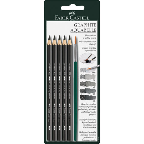 Faber Castell Set Of 5 Pencils Graphite Acuarelables + Pincel -blister 6 Pieces — image 1