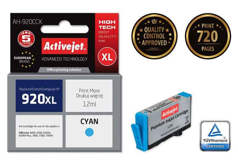 Activejet Ink Ah-920CCX (reemplazo HP 920XL CD972AE - Premium - 12ML - Cyan