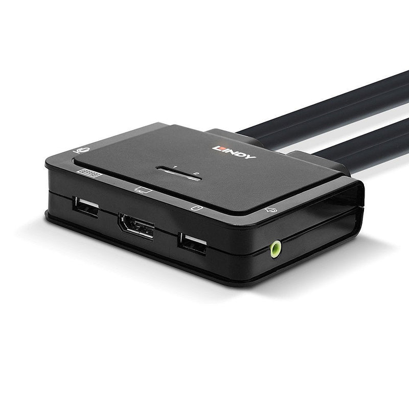 Lindy Switch KVM With USB Cable -c And DisplayPort 1.2 2 Ports