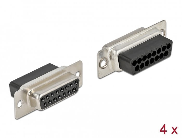 Delock D-sub Plug Crimpado 15 Clavijas, Metal 4 Pieces
