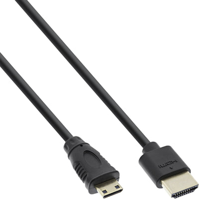 Inline HDMI Cable With Ethernet Type a C Male Súper Slim Black / Gold 1M — image 1