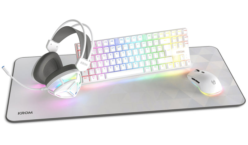 Krom Pack Gaming Klass Keyboard RGB + Mouse Óptico RGB + Mouse Pad + Headphones RGB