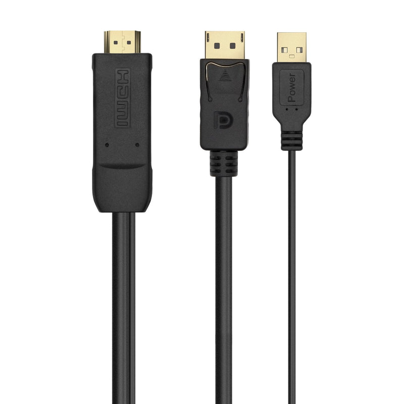 Aisens Cable Activo HDMI 2.0 + USB Alim. a DisplayPort V1.2 - HDMI/M-usb/M-dp/M - 1.80M - Black