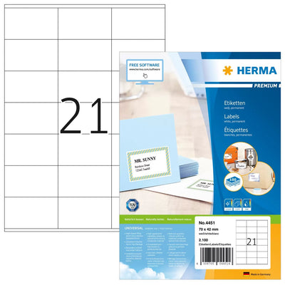 Herma Labels Premium A4 White 70X42 Mm Paper 2100 Units — image 1