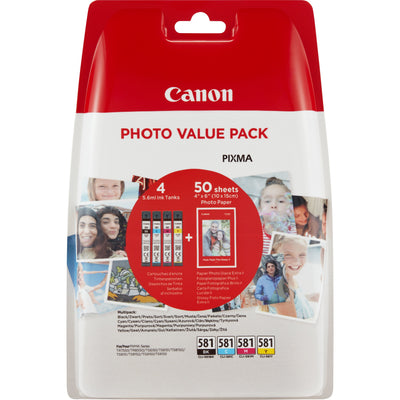 Canon CLI-581 C/M/ And /Bk Photo Value Packpaquete 45.6 Mlnegro, Yellow Cin, Magentaoriginalkit Tanque Ink / P — image 1