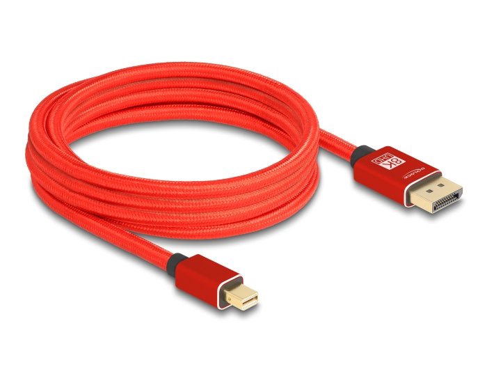Delock Mini DisplayPort Zu DisplayPort Cable 8K 60 HZ 3M Red Metall Without Einrastfunktion