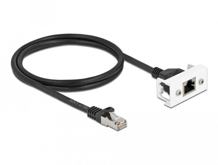 Delock Network Cable Alargador Easy 45MÓDULO S FTP RJ45 Connector Male a RJ45 Connector Female CAT.6A 1M Black