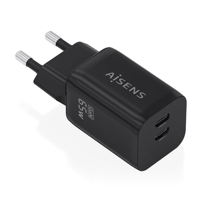Aisens Charger GaN 65W, 2x USB-C PD 3.0 QC4.0, Black — image 1
