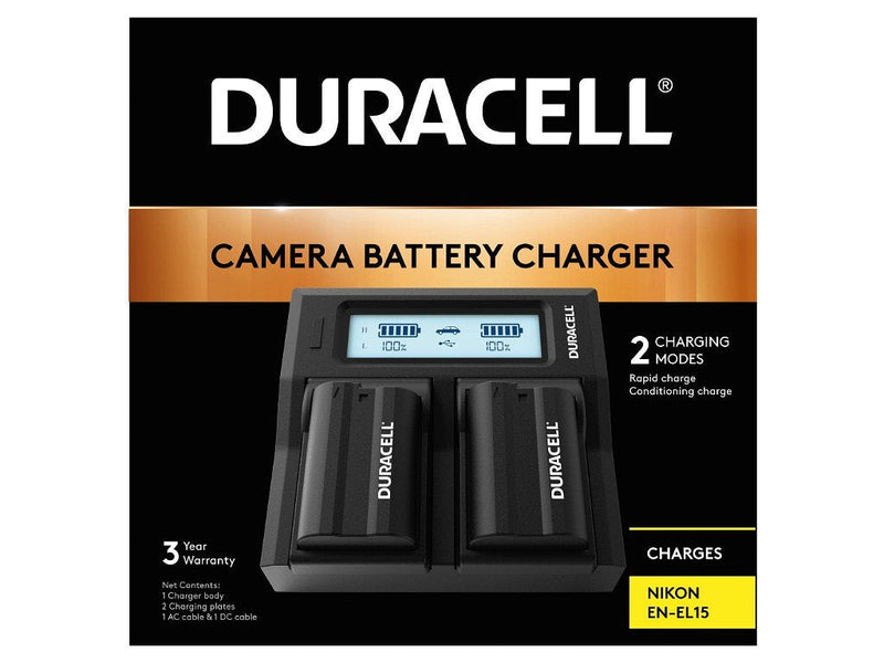 Duracell LED Dual Dslr Battery Charger For Nikon EN-EL15 DRN6113