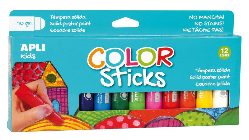 Apli Pack 12 Temperas Solidas 10G - Finish Satinado - No Manchan - Colours Solidos