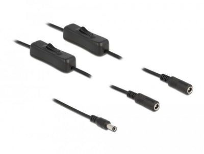 Delock Cable DC 5,5 X 2,1MM Connector Male a 2 X DC Connector Female With Switch 1M — image 1