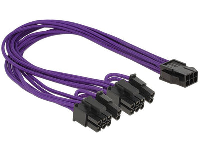 Delock Cable Power 6PIN PCIE - 2X 8PIN H/M 0.30M Textil — image 1