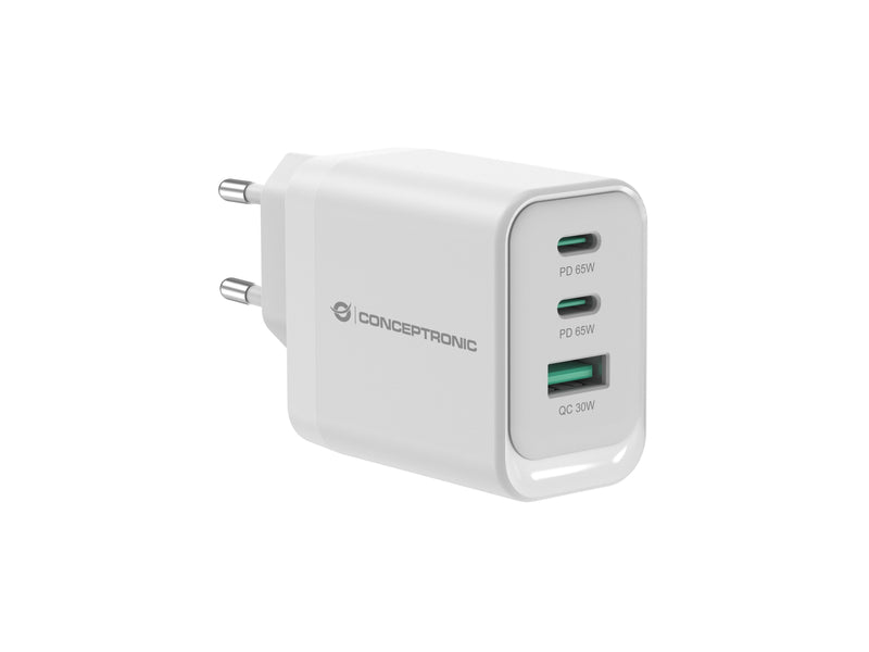 Conceptronic Wall Charger Quick Charge 3.0 Pd Pps 2 Ports USB-C 1 Port USB-A Althea 65W