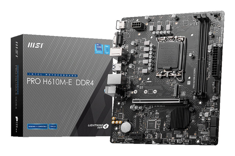 MSI Motherboard 1700 Pro H610M- And DDR4 M-atx 2XDDR4 4XSATA6 1x USB 2x USB 2.0