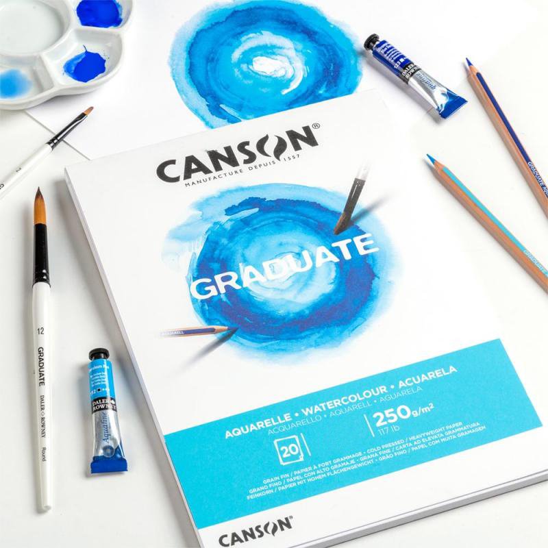 Canson Graduate Acuarela Bloc Encolado 20 Hojas A4 - 250G - Grano Thin - White