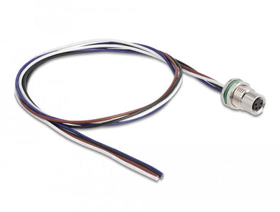 Delock M8 Recessed Cable A-kodiert 4 Pin Connector Female Panel With Offenen Cables Front Assembly 0,5M — image 1