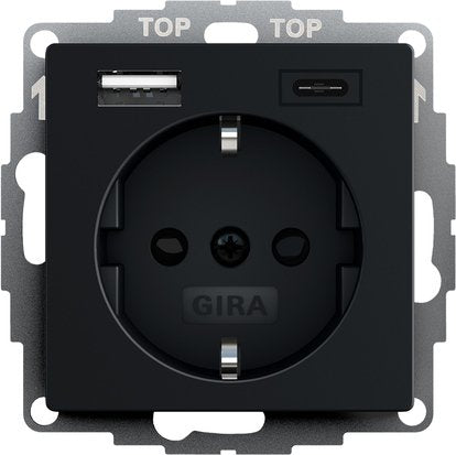 Gira 2459005 Schuko Sh Usb-spannungsvers. 2F Type a C System 55 Black M — image 1