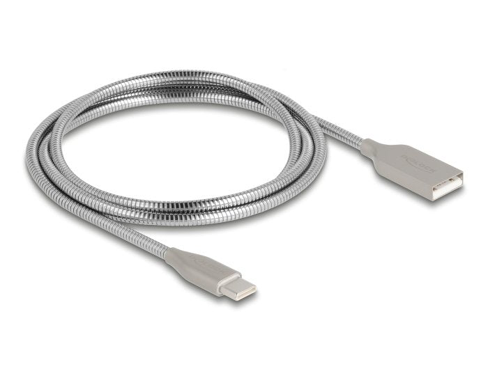 Delock USB 2.0 Cable With Metallmantel USB Type a Connector Male a USB Type-c Connector Male PD 3.0 60W 1M Sil