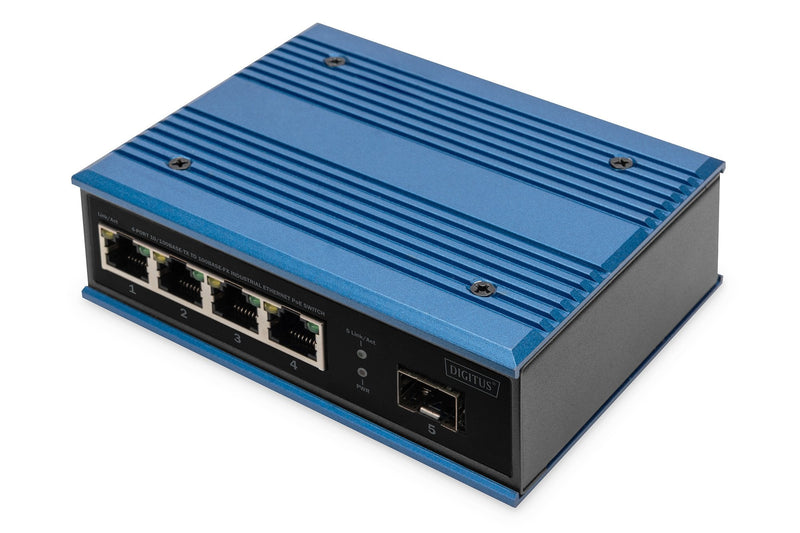 Digitus Switch Ind. 4-PORT 10 100 30W PoE Unmanaged Blue