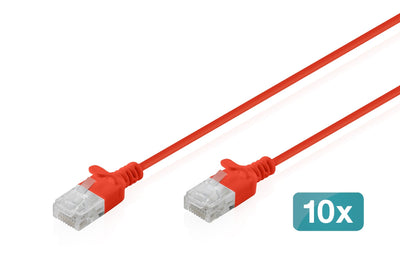 CAT.6 U-UTP Slim Network Cable, 0,3M, Red 10 Pcs — image 1