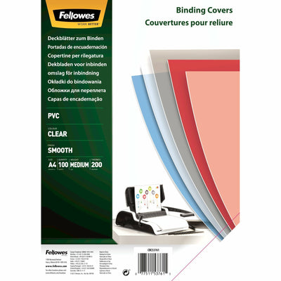 Fellowes Pack 100 Portadas Pvc Transparent 5376102 Size A4 200 Micras Colour Transparent — image 1