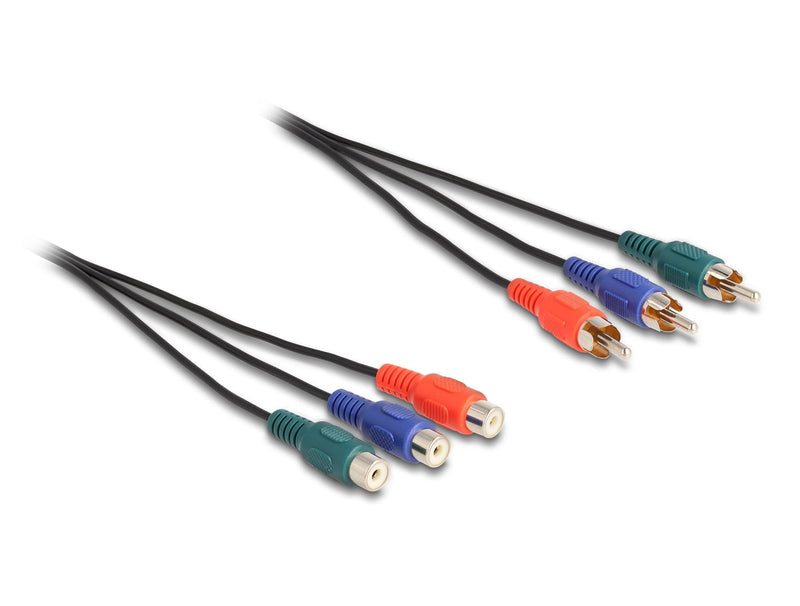Delock 85370 Cable Extensión Rca RGB 3 X Machos a 3 X Hembras, 3M